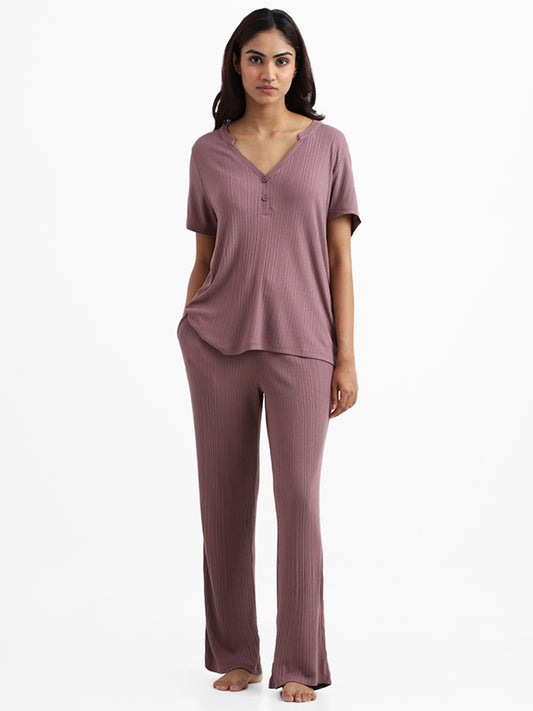 Wunderlove Sleepwear Modal Rib Light Brown Lounge Pants