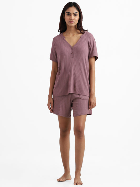 Wunderlove Sleepwear Modal Rib Light Brown Shorts