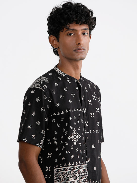 ETA Black Printed Resort Fit Shirt
