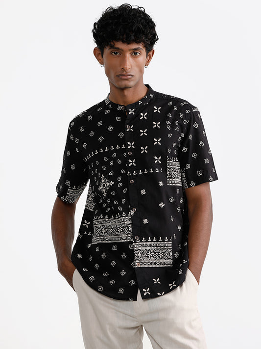 ETA Black Printed Resort Fit Shirt
