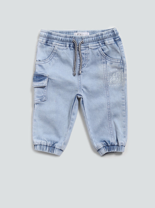 HOP Baby Plain Light Blue Denim Joggers
