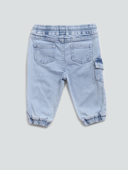 HOP Baby Plain Light Blue Denim Joggers