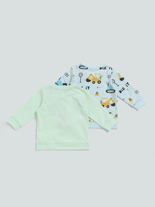 HOP Baby Multicolored Digger Printed T-Shirt Set - Pack of 2