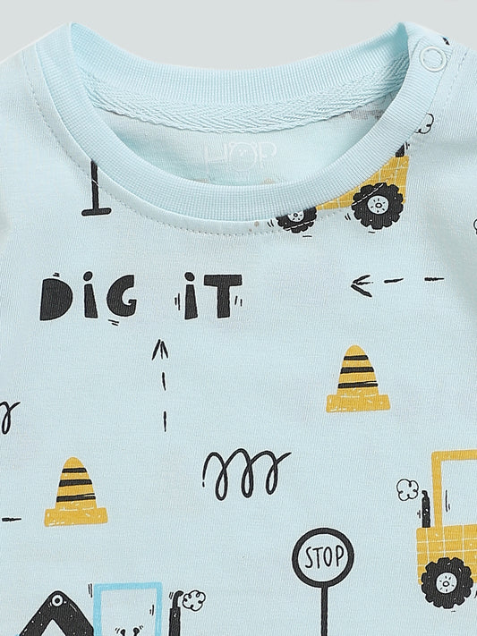 HOP Baby Multicolored Digger Printed T-Shirt Set - Pack of 2