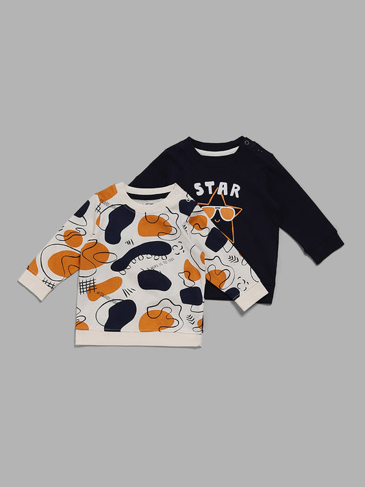 HOP Baby Abstract Printed Multicolor T-Shirt - Pack of 2