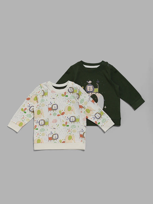 HOP Baby Lion Printed Multicolor T-Shirt - Pack of 2