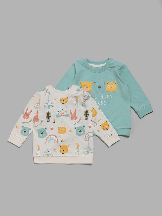 HOP Baby Animal Printed Multicolor T-Shirt - Pack of 2