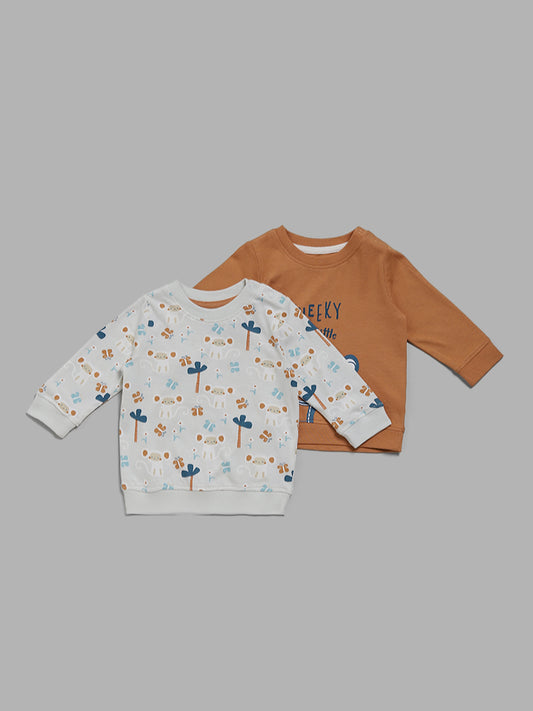 HOP Baby Monkey Printed Multicolor T-Shirt - Pack of 2