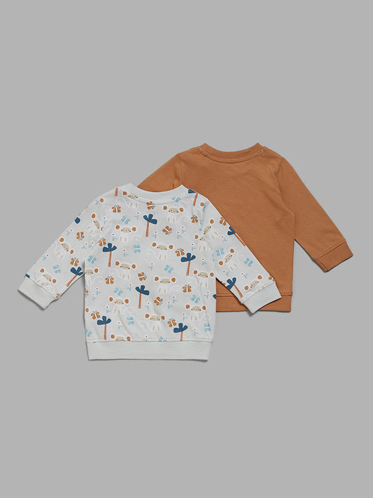 HOP Baby Monkey Printed Multicolor T-Shirt - Pack of 2