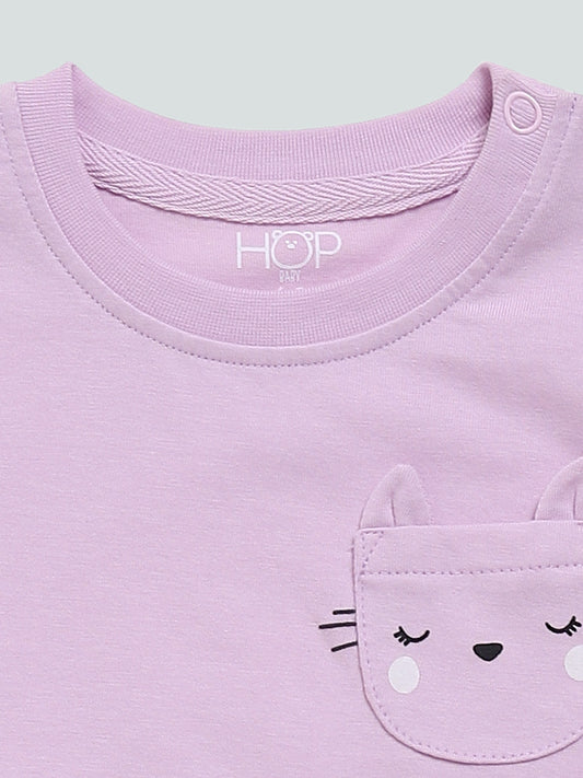 HOP Baby Orange & Lavender Printed T-Shirts - Pack of 2