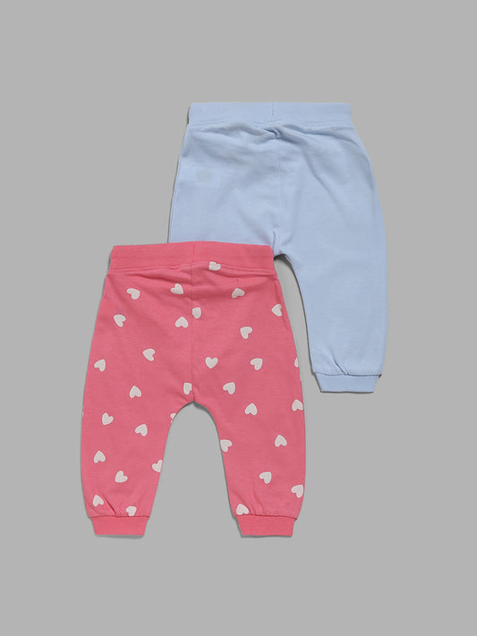 HOP Baby Heart Printed Multicolor Joggers - Pack of 2