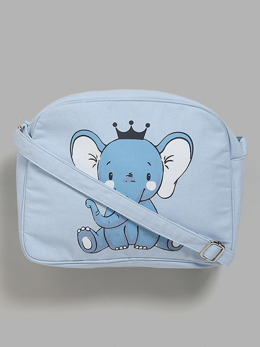 HOP Baby Blue Elephant Printed Box Bag
