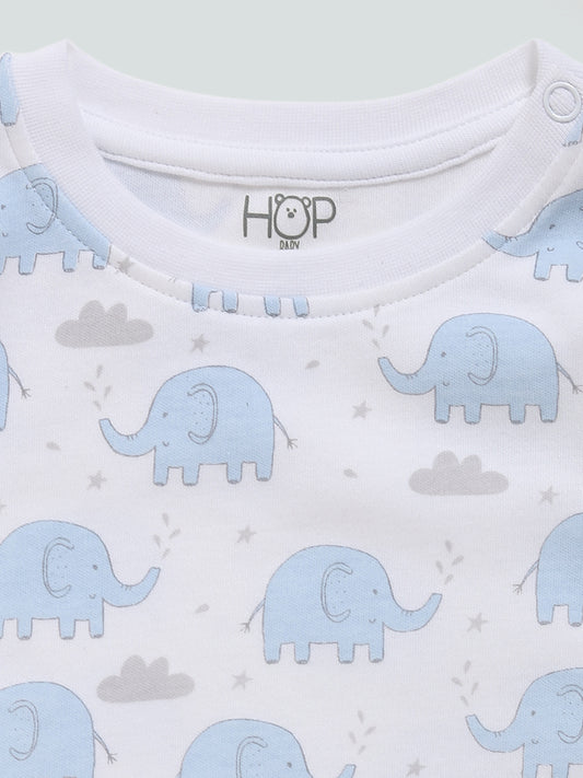 HOP Baby Elephant Printed Multicolor T-Shirt - Set of 3