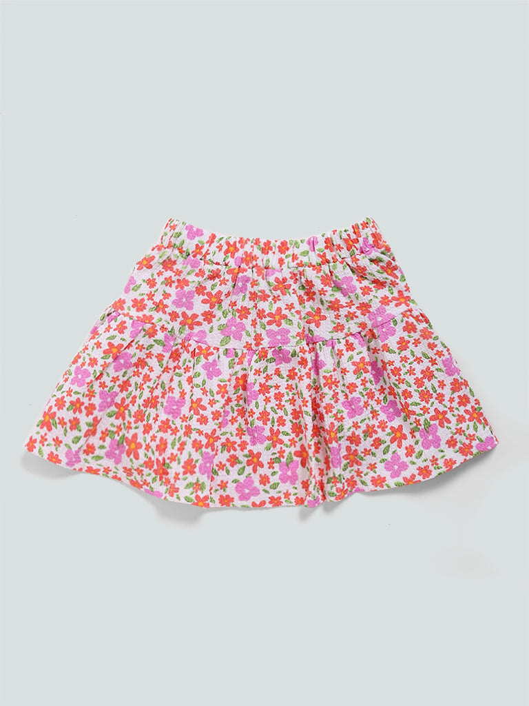 KIDS ONLY Pink Floral Tiered Hem Skirt | New Look