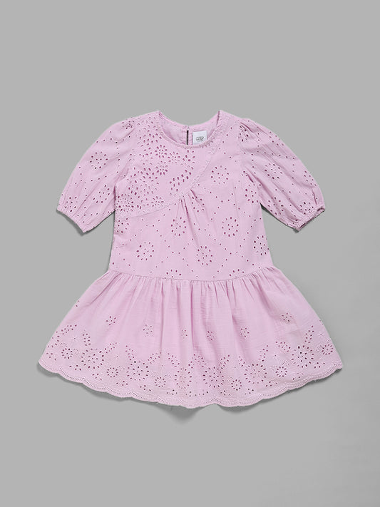 HOP Kids Lilac Schiffli Fit and Flare Dress