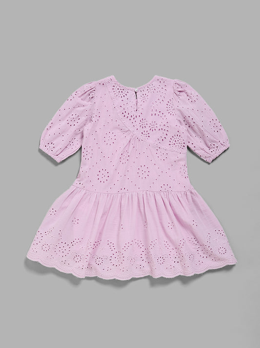 HOP Kids Lilac Schiffli Fit and Flare Dress