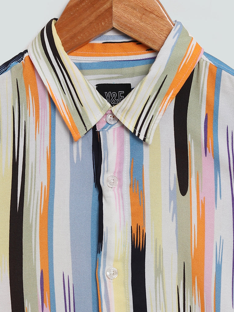 Y&F Kids Multicolored Stroke Striped Resort Fit Shirt