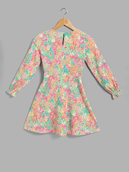 Y&F Kids Multicolored Dotted A-Line Dress
