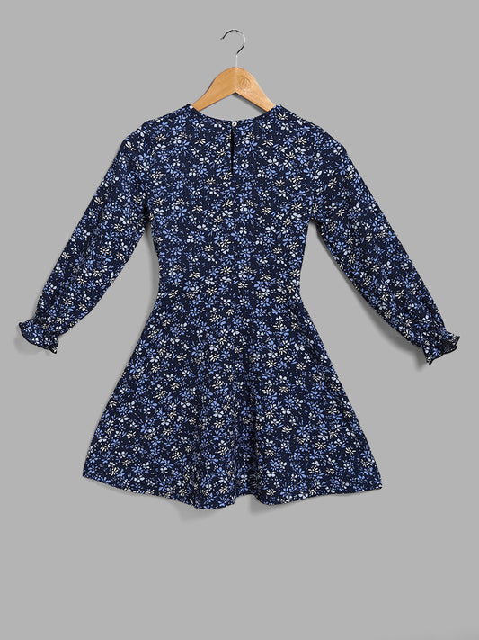 Y&F Kids Navy Floral Printed A-Line Dress