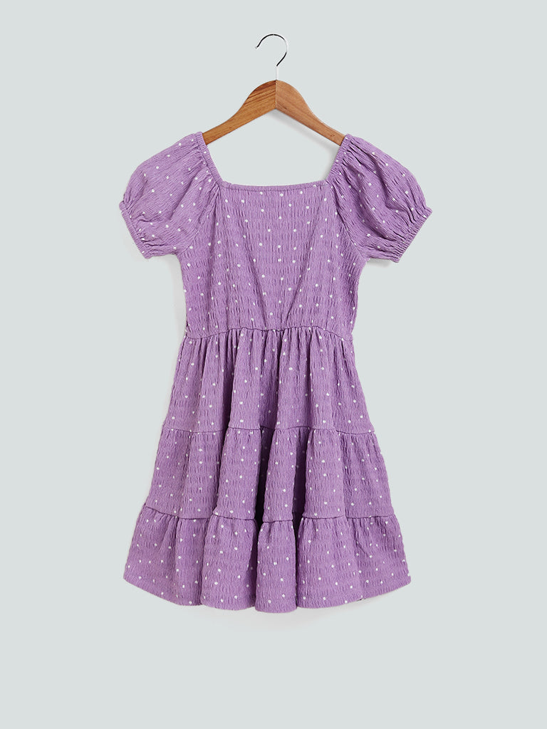 Y&F Kids Polka Dots Tiered Lilac Dress