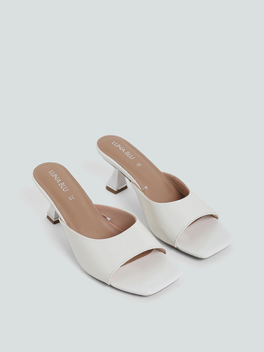 LUNA BLU White Open Toe Heels