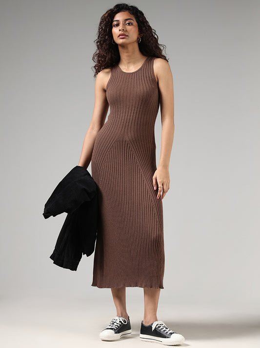 Nuon Beige Self Patterned Dress