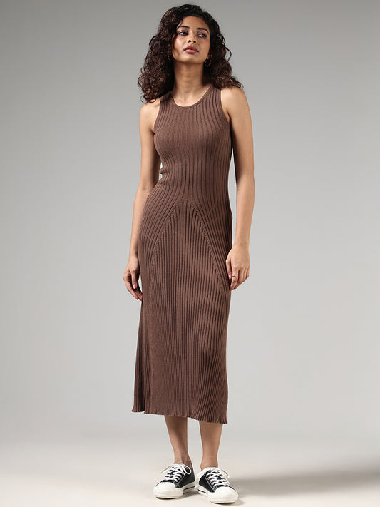 Nuon Beige Self Patterned Dress