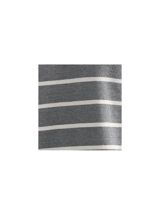 WES Casuals Striped Grey Cotton Blend Slim Fit Sweater