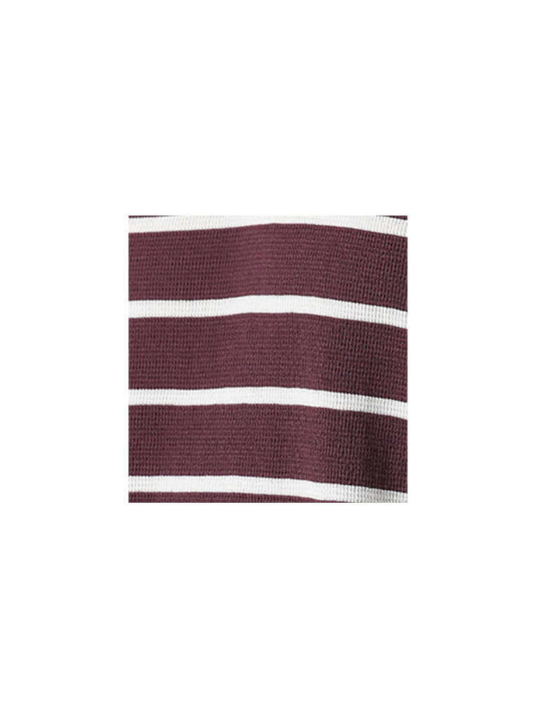 WES Casuals Striped Mauve Ribbed Slim Fit Sweater