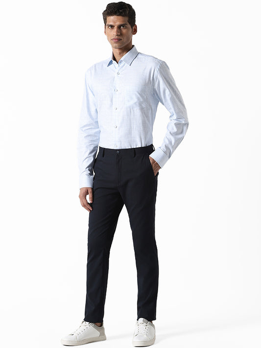 WES Formals Checked White Relaxed Fit Shirt