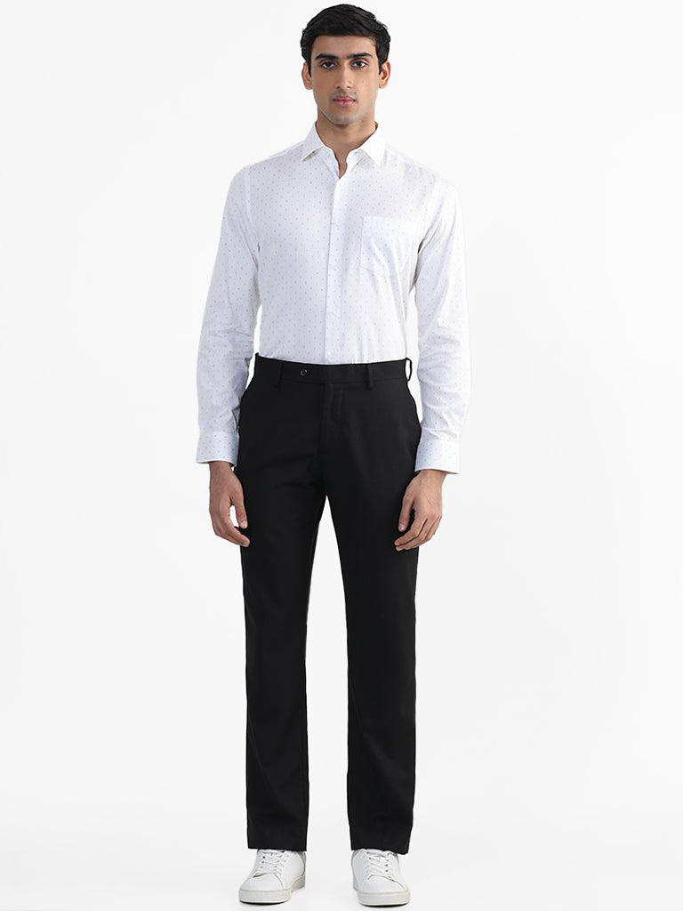 WES Formals White Printed Slim Fit Shirt