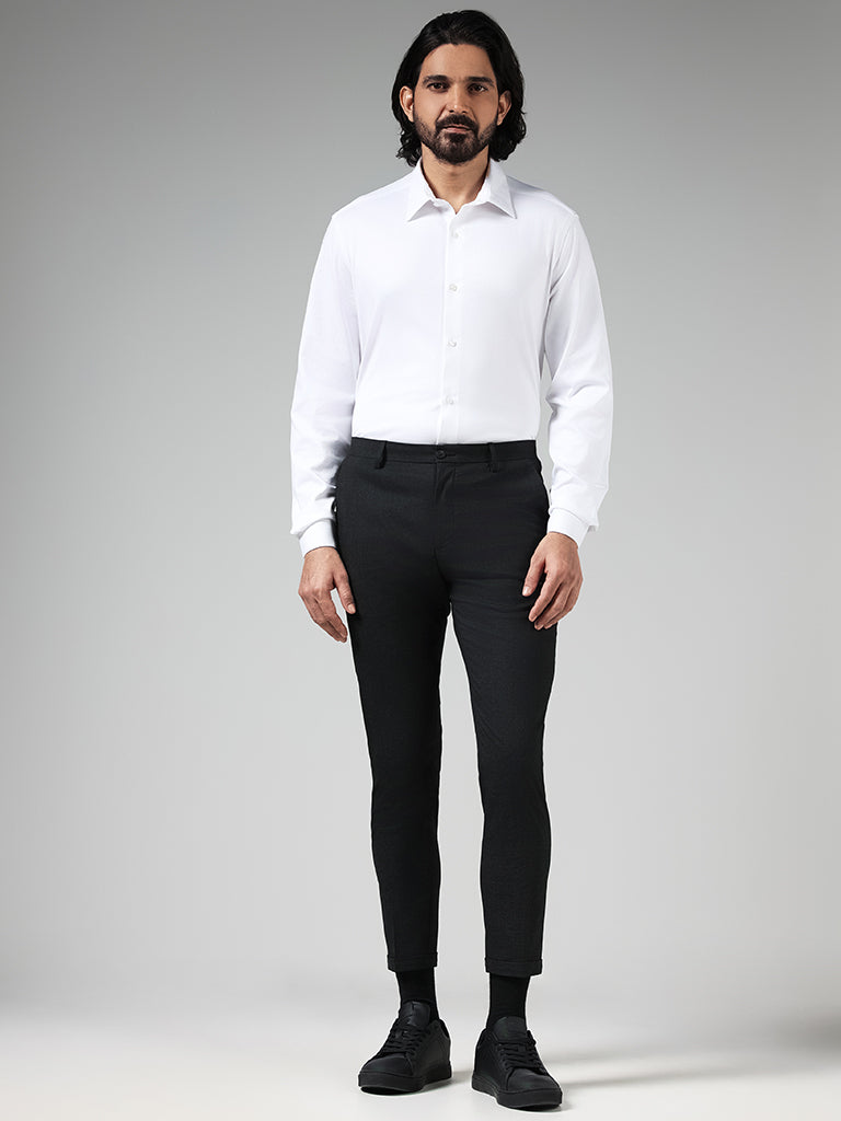 Buy WES Formals Solid White Cotton Blend Slim Fit Shirt from Westside
