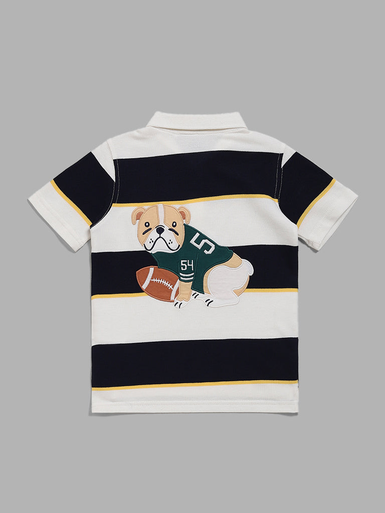 HOP Kids Navy Striped Polo T-Shirt