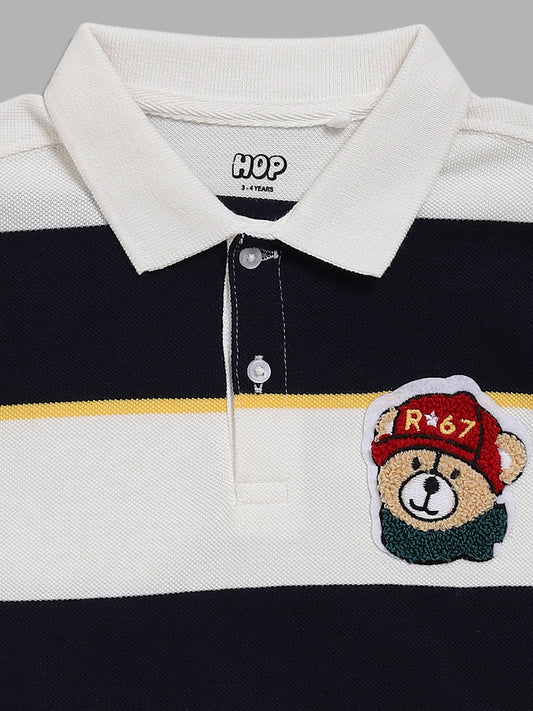 HOP Kids Navy Striped Polo T-Shirt