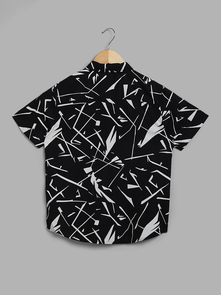 Y&F Kids Black Abstract Printed Shirt
