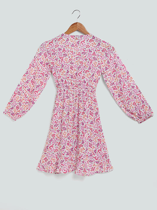 Y&F Kids Floral Printed Multicolored Dress
