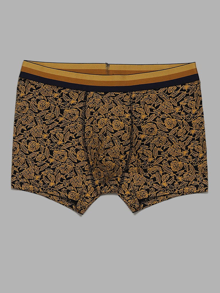 WES Lounge Print & Solid Mustard Trunks - Pack of 3