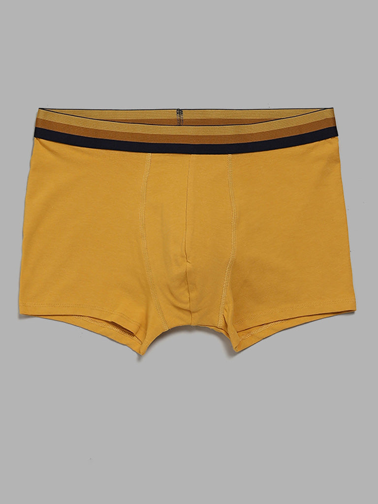 WES Lounge Print & Solid Mustard Trunks - Pack of 3