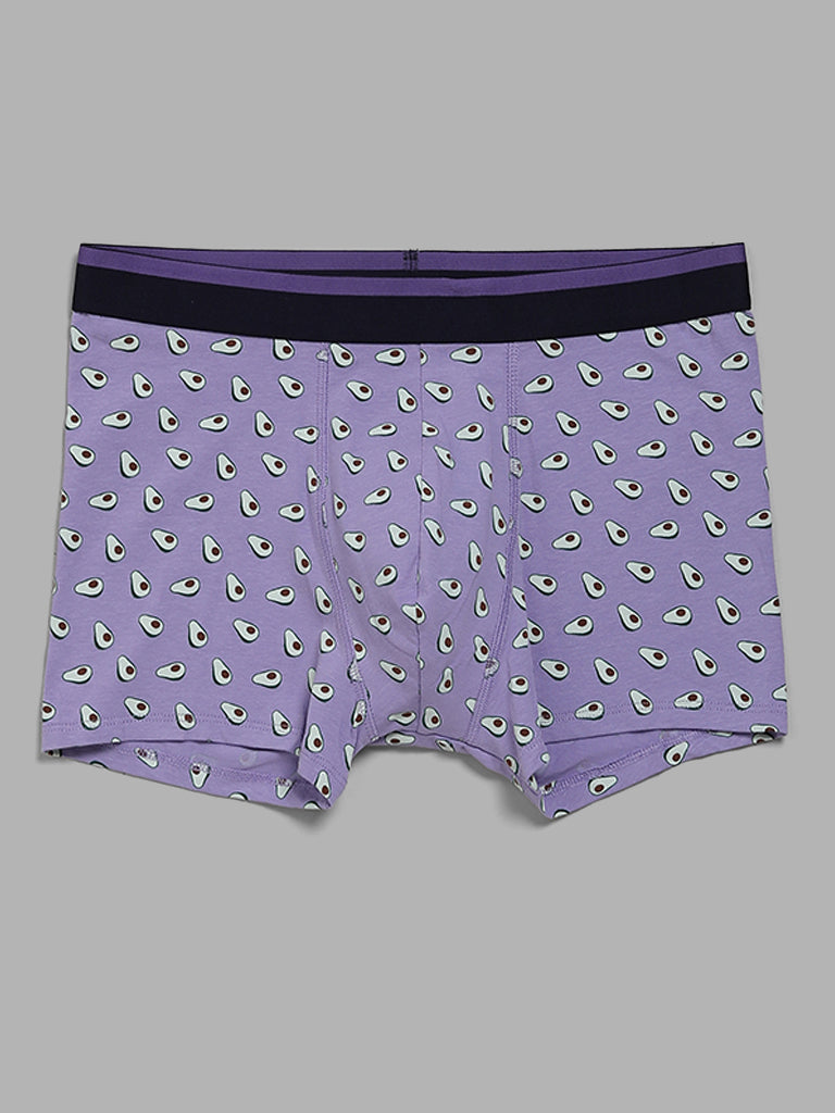 WES Lounge Lilac Printed Relaxed Fit Trunks - Pack of Three