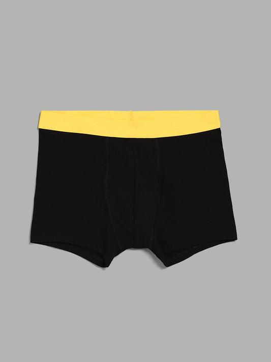 WES Lounge Black Cotton Trunks - Pack of 3