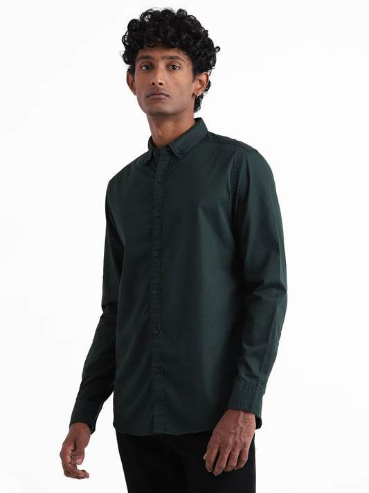 Nuon Emerald Green Slim-Fit Shirt