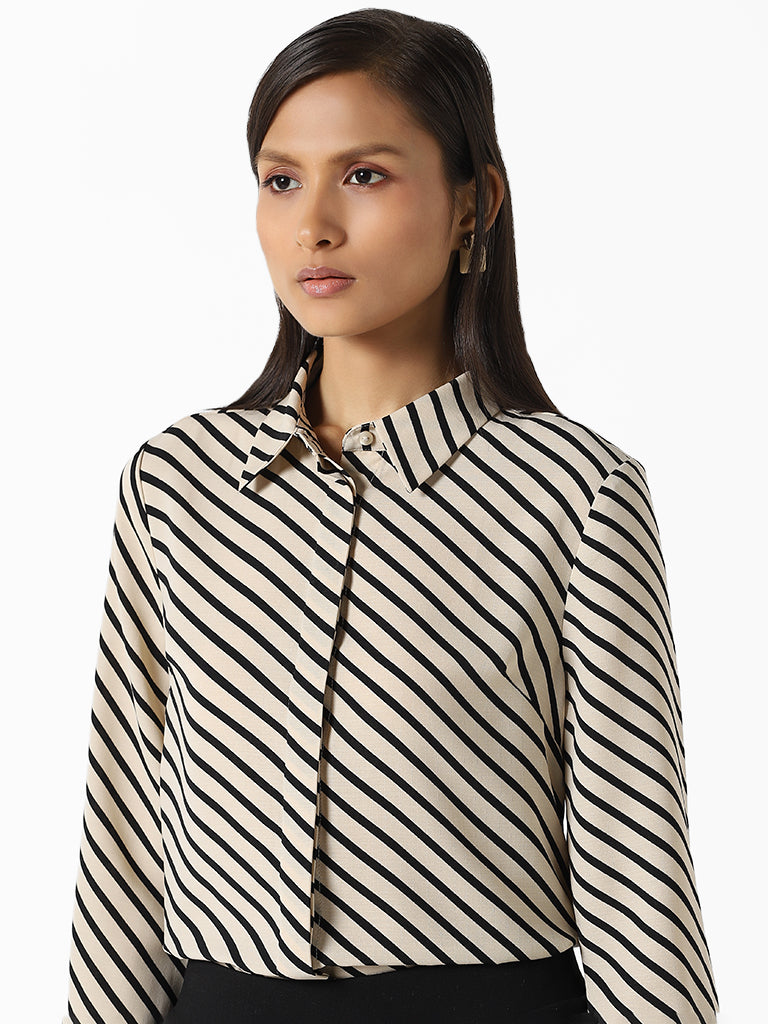Wardrobe Ivory Striped Angus Shirt