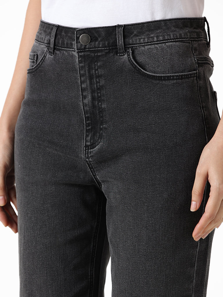 LOV Grey Straight - Fit Mid - Rise Jeans
