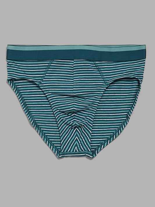 WES Lounge Marine Blue Printed Briefs - Pack of 3