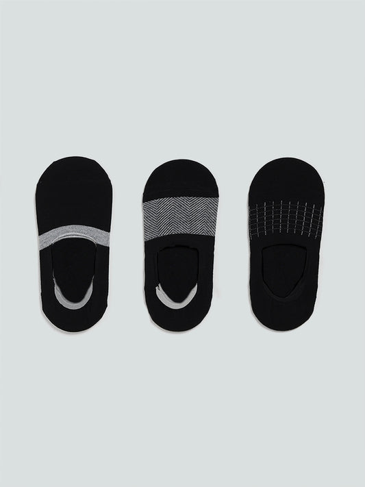 WES Lounge Black Tom Invisible Socks - Pack of 3