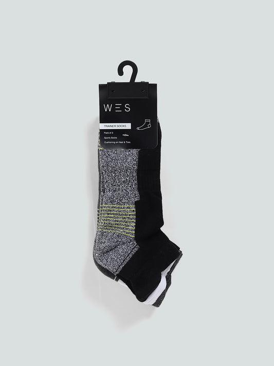 WES Lounge Black Trainer Socks - Pack of 3