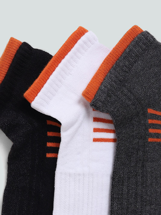 WES Lounge Black Striped Trainer Socks - Pack of 3