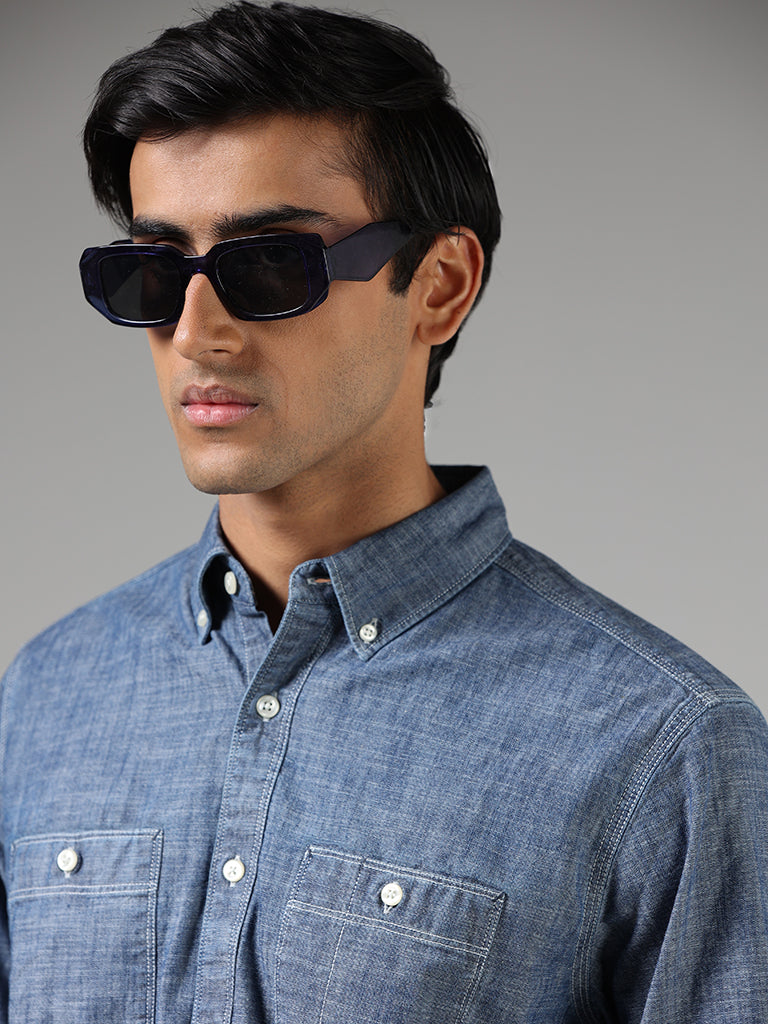 WES Casuals Stone Blue Relaxed Fit Shirt