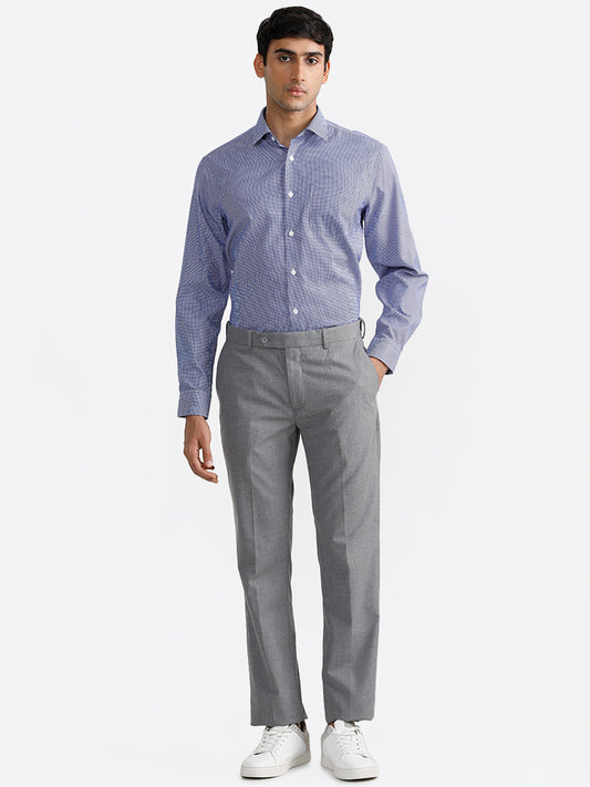 WES Formals Navy Checked Relaxed Fit Shirt