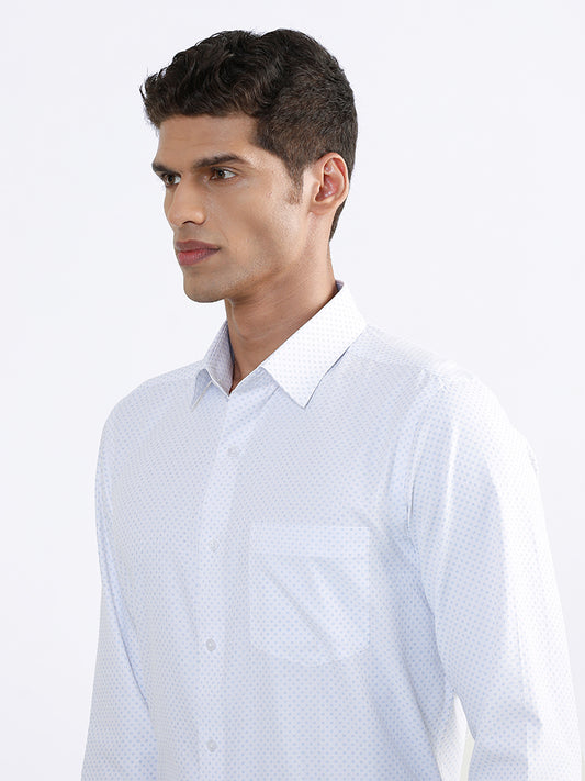 WES Formals Printed Slim-Fit White Shirt